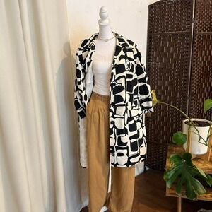 Alfani Black and White Abstract Print Blazer Coat Size 2X
